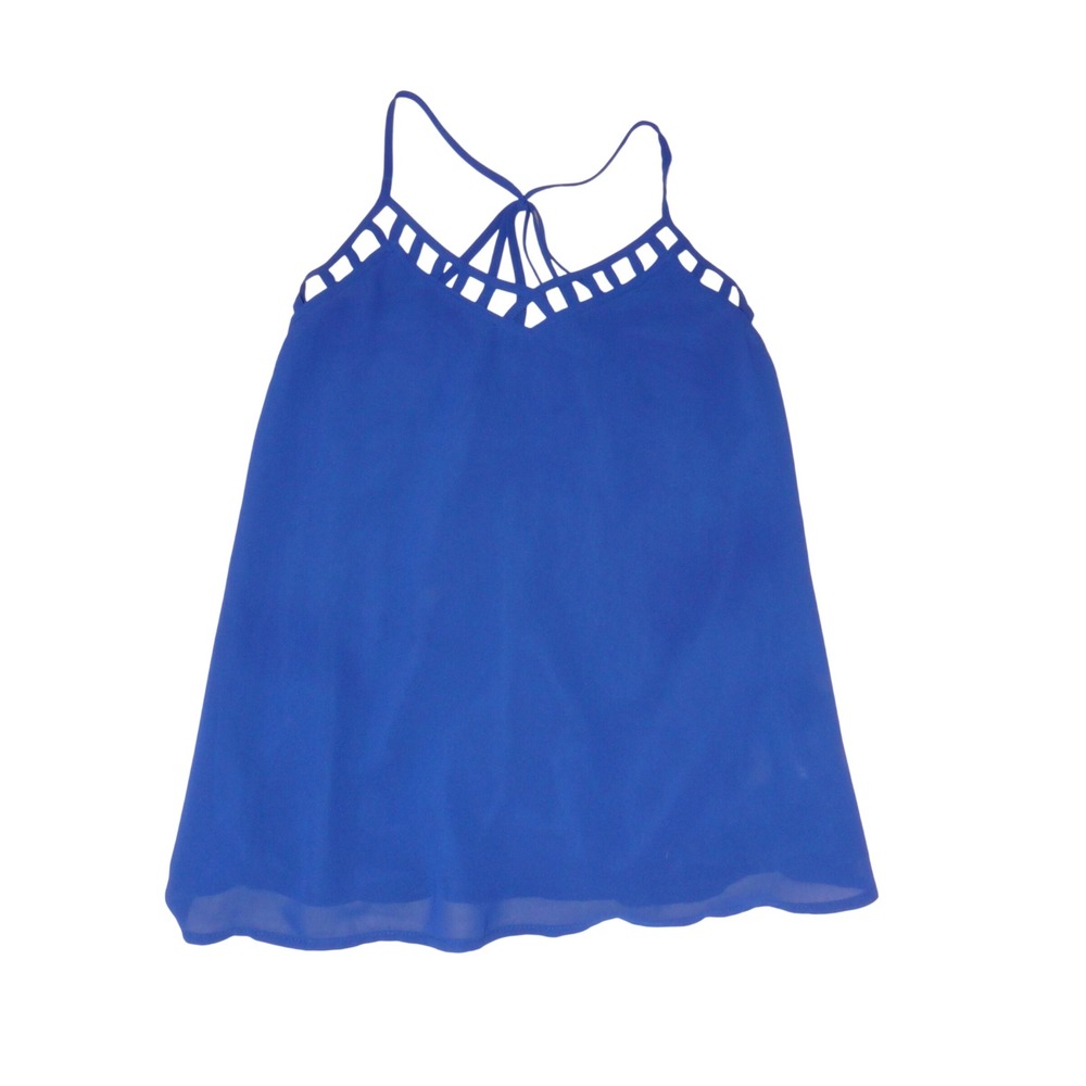 Lush Royal Blue Cage Neck Strappy Cami Tank Top Small Sleeveless Cobalt 4343